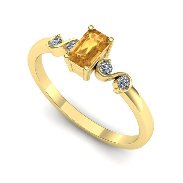 Inel din aur galben cu citrin
