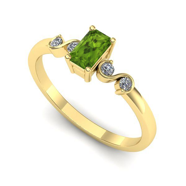 Inel de logodna din aur galben cu peridot