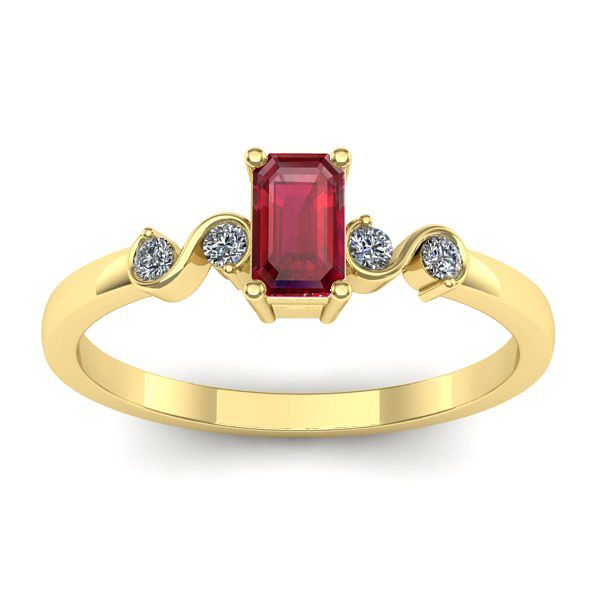 Inel logodna cu rubin dreptunghiular