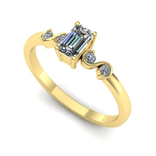 Inel din aur galben cu safir alb