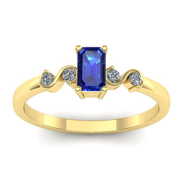 Inel logodna cu safir dreptunghiular