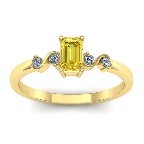 Inel logodna cu safir galben dreptunghiular