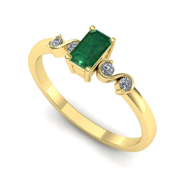 Inel de logodna din aur galben cu smarald