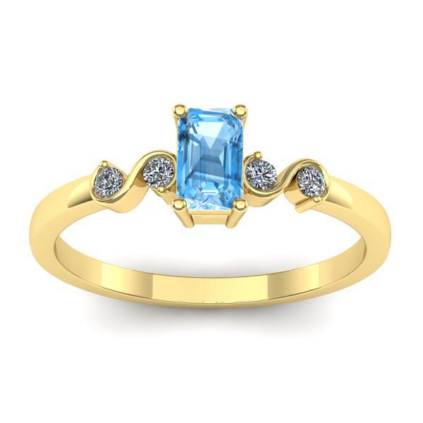 Inel cu topaz blue dreptunghiular