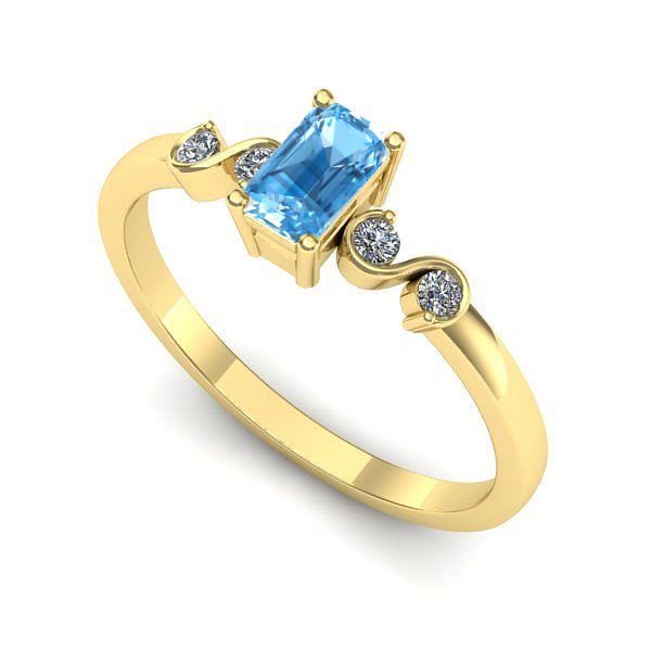 Inel din aur galben cu topaz blue