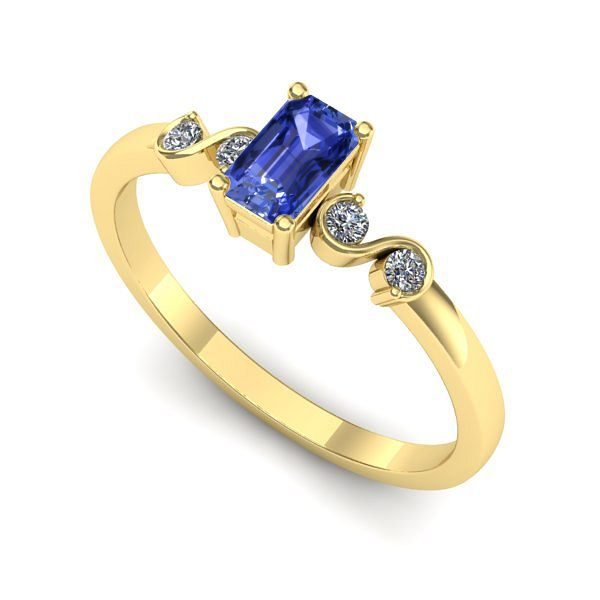 Inel de logodna din aur galben cu tanzanit