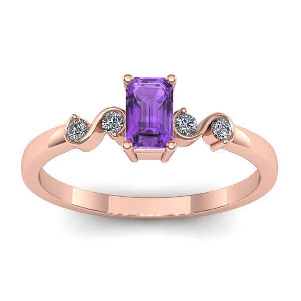 Inel de logodna cu ametist dreptunghiular