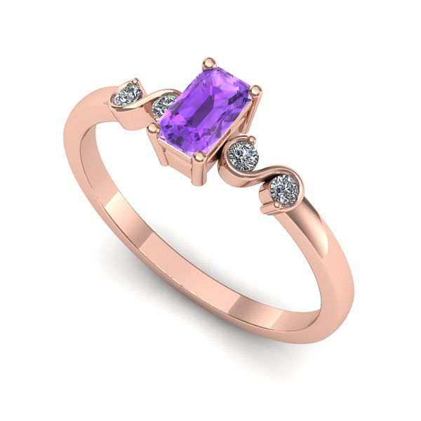 Inel din aur roz cu ametist