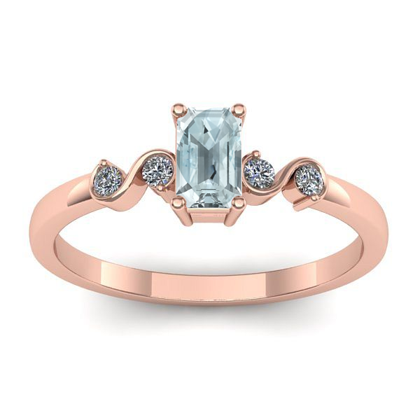 Inel logodna cu aquamarin dreptunghiular