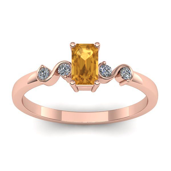 Inel logodna cu citrin dreptunghiular