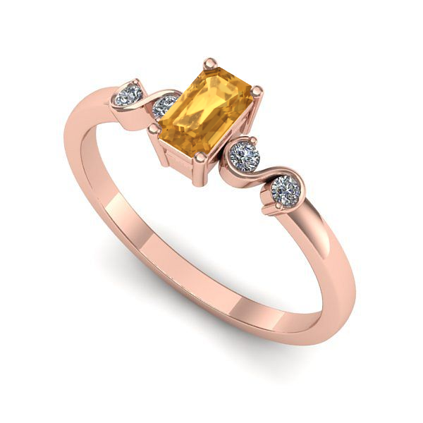 Inel logodna din aur roz cu citrin