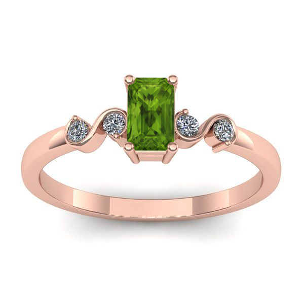 Inel de logodna cu peridot dreptunghiular