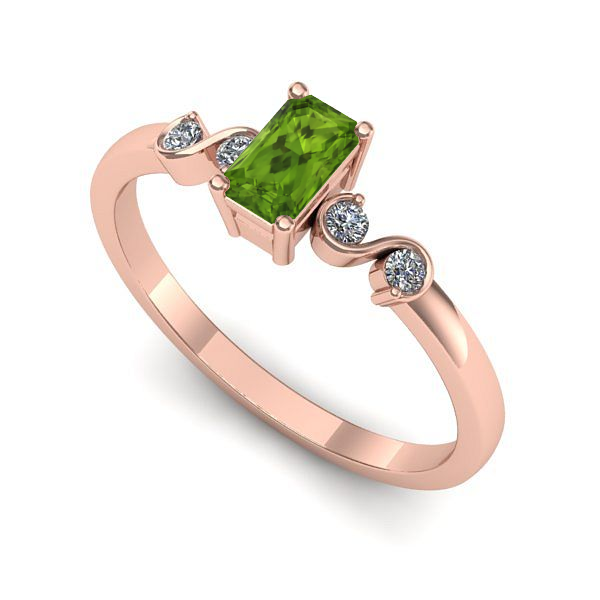 Inel din aur roz cu peridot