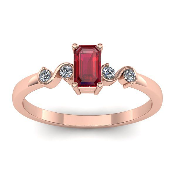 Inel de logodna cu rubin dreptunghiular