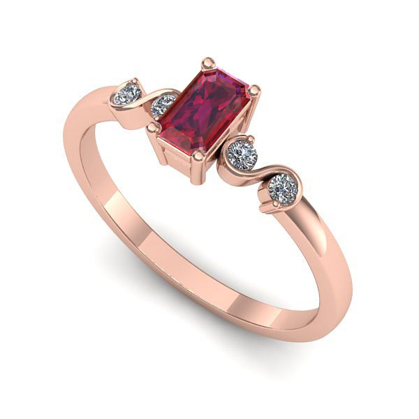 Inel logodna din aur roz cu rubin