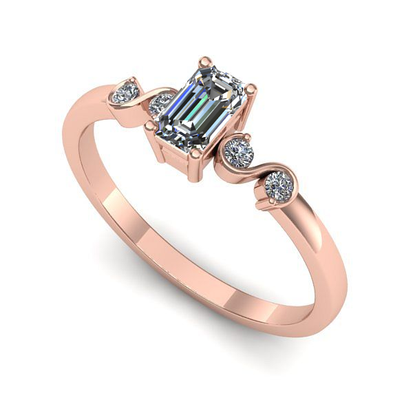 Inel de logodna din aur roz cu safir alb