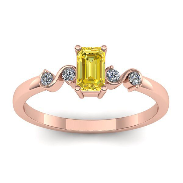 Inel logodna cu safir galben dreptunghiular