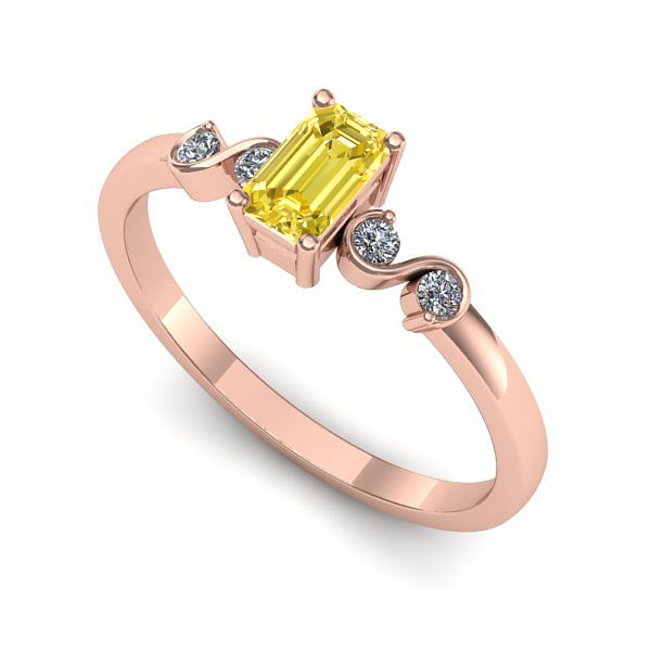 Inel logodna din aur roz cu safir galben
