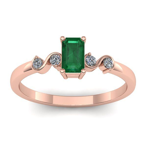 Inel logodna cu smarald dreptunghiular