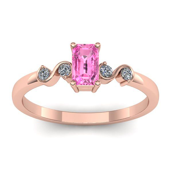Inel cu safir roz dreptunghiular