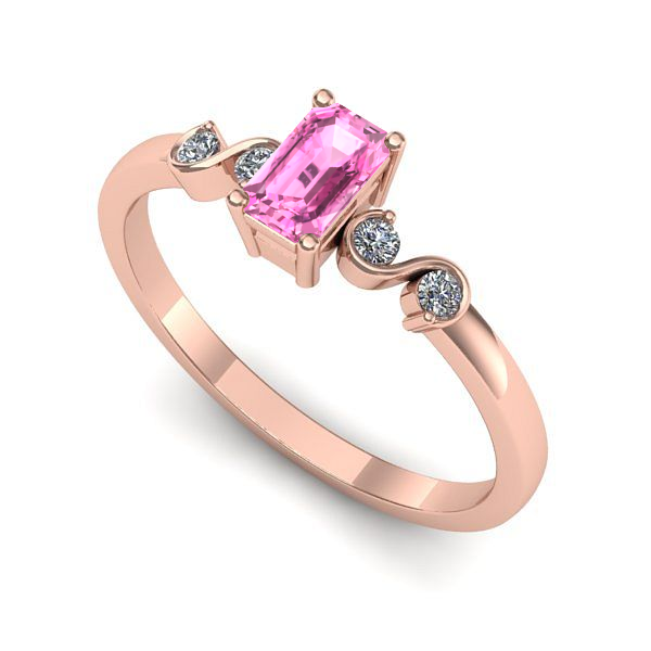 Inel de logodna din aur roz cu safir roz