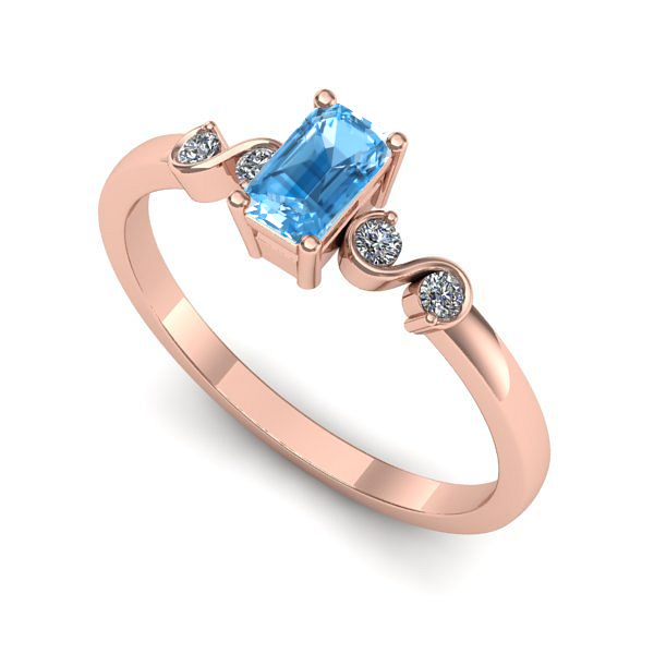 Inel de logodna din aur roz cu topaz blue