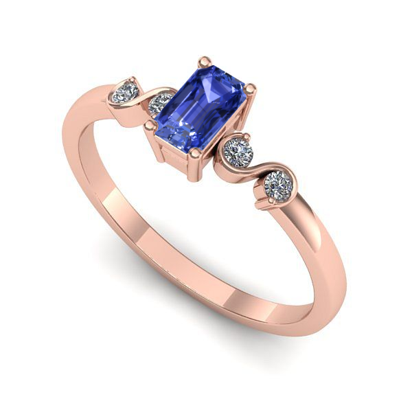 Inel din aur roz cu tanzanit