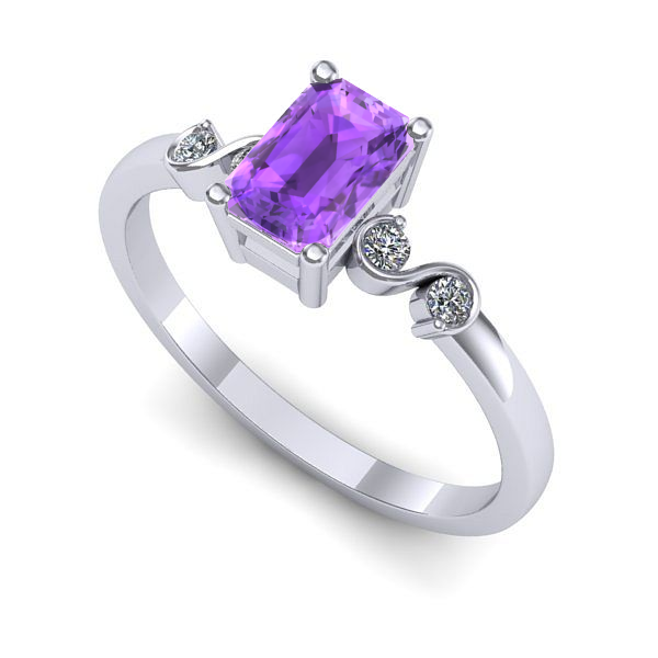 Inel de logodna din aur alb cu ametist