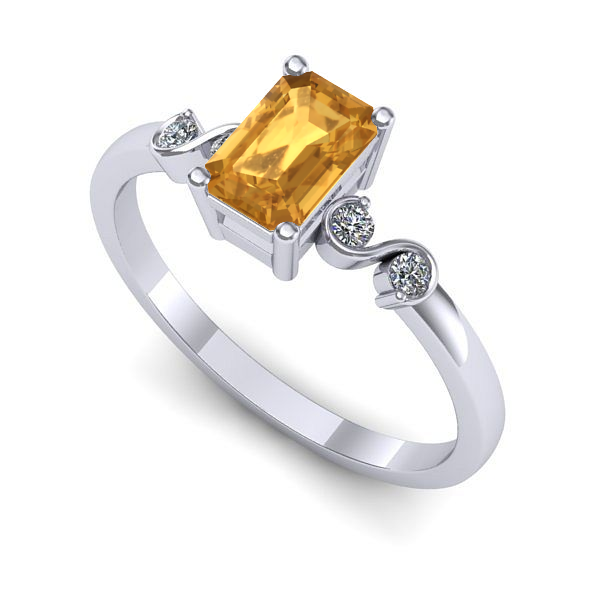 Inel de logodna din aur alb cu citrin