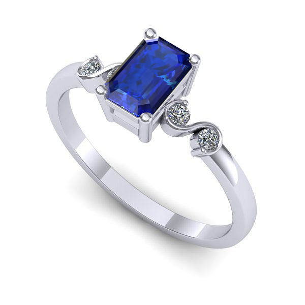 Inel din aur alb cu safir