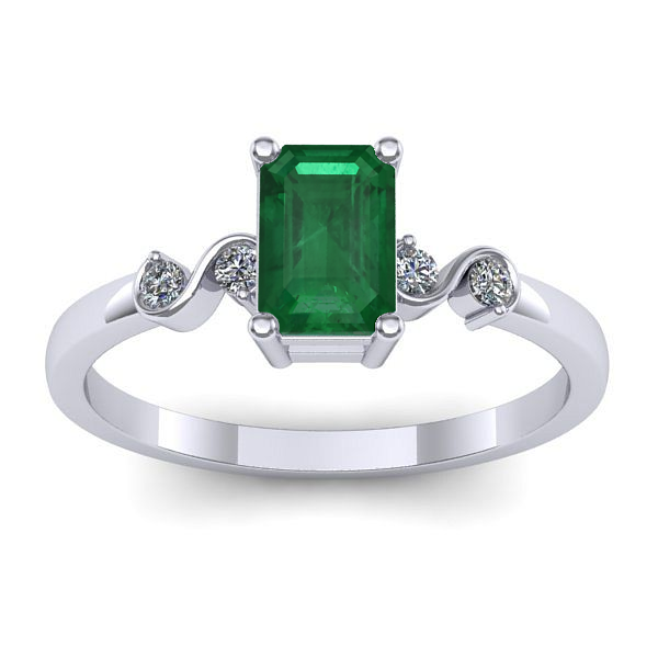 Inel logodna cu smarald dreptunghiular