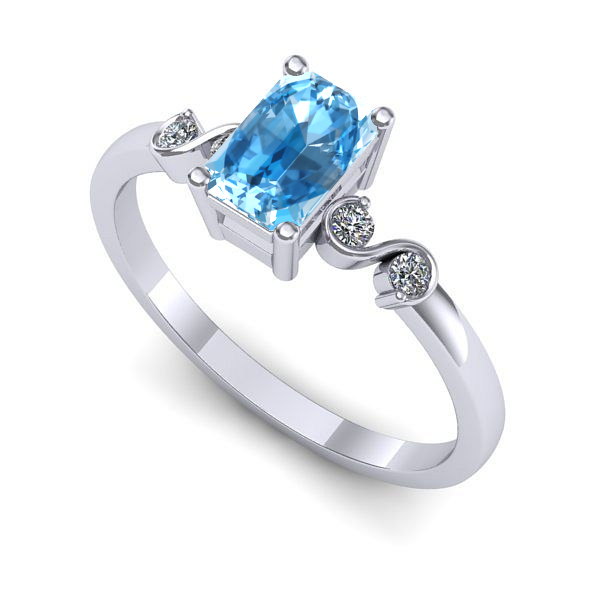 Inel din aur alb cu topaz blue