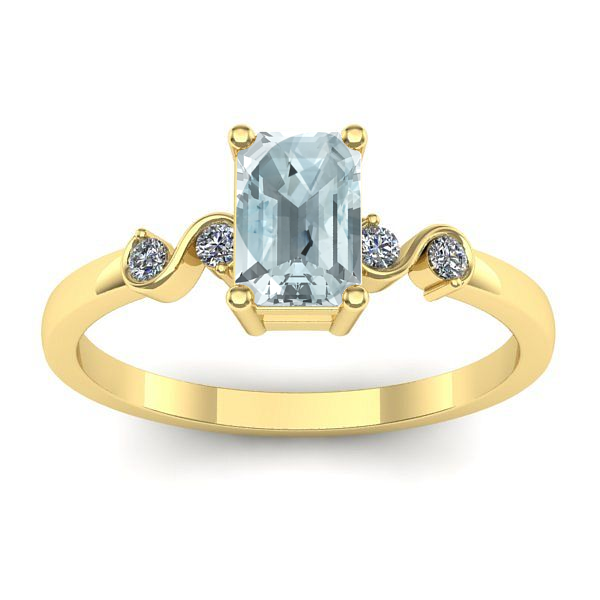 Inel cu aquamarin dreptunghiular