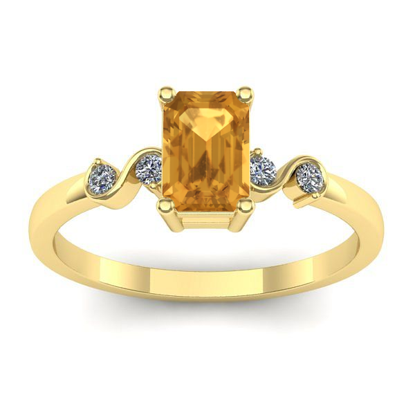 Inel cu citrin dreptunghiular