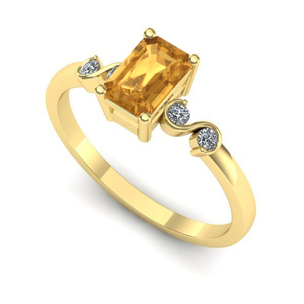 Inel din aur galben cu citrin