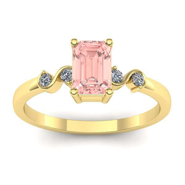 Inel cu diamant de laborator roz dreptunghiular