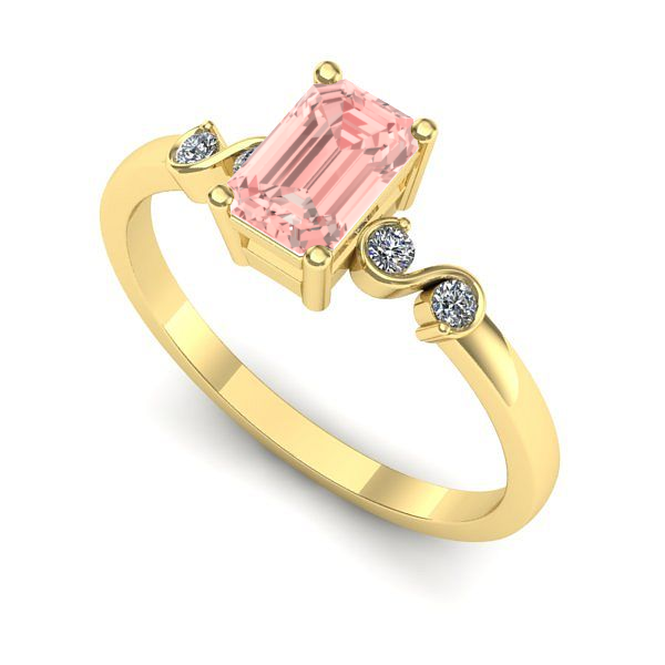 Inel logodna din aur galben cu diamant de laborator roz