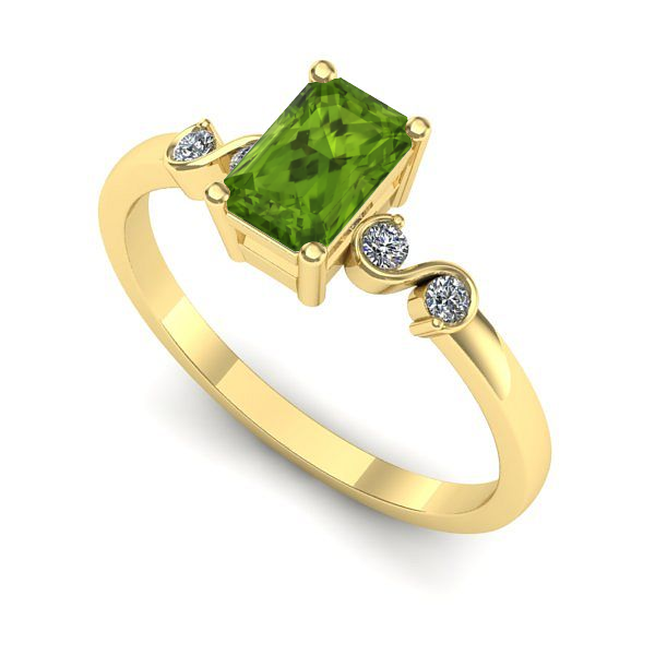 Inel logodna din aur galben cu peridot