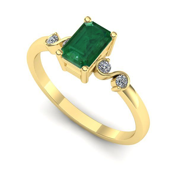 Inel logodna din aur galben cu smarald