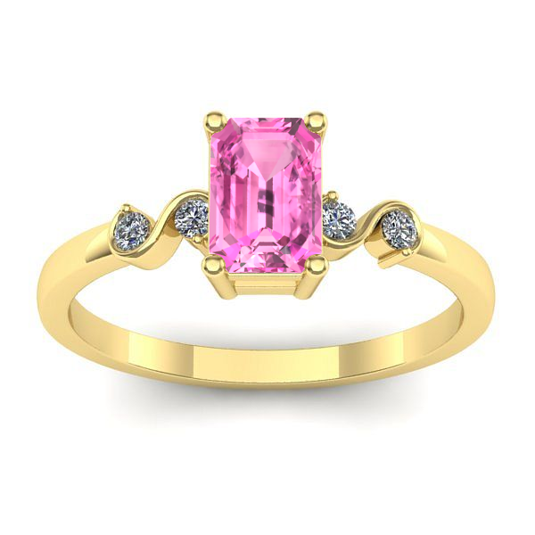 Inel de logodna cu safir roz dreptunghiular