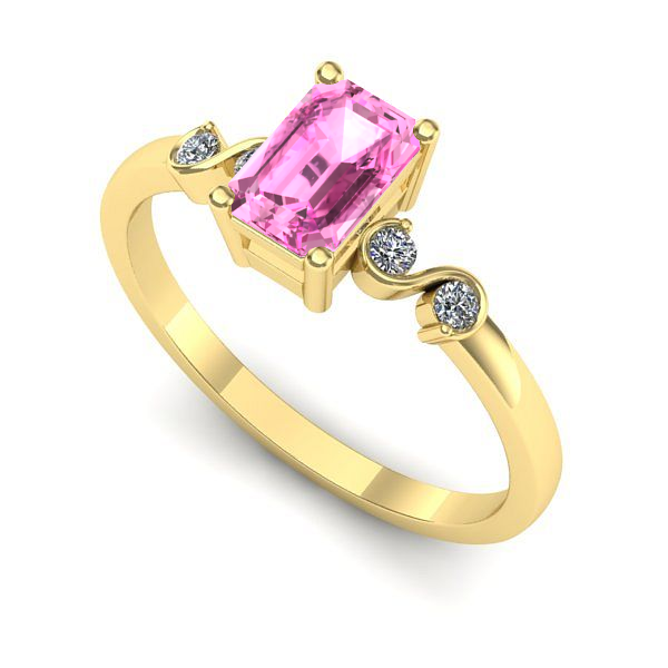 Inel de logodna din aur galben cu safir roz