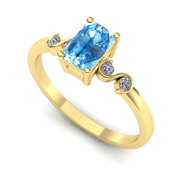 Inel din aur galben cu topaz blue