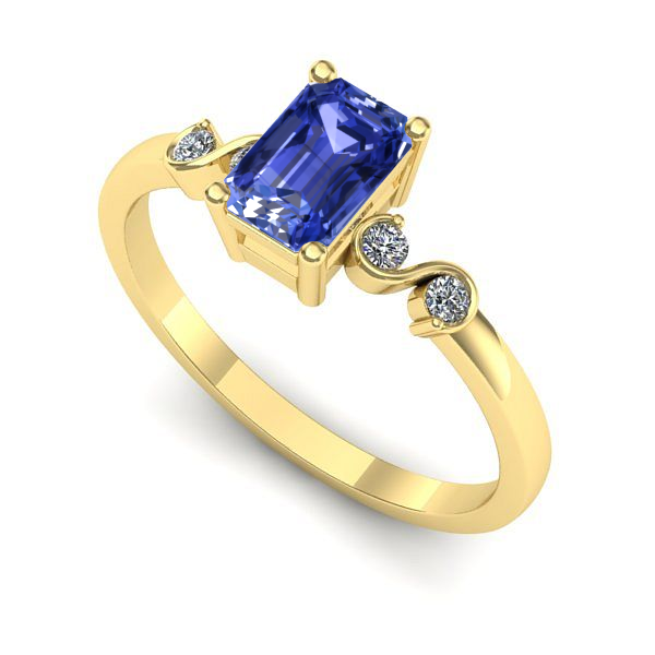 Inel logodna din aur galben cu tanzanit