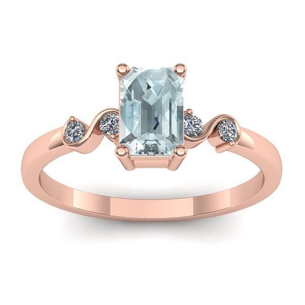 Inel de logodna cu aquamarin dreptunghiular