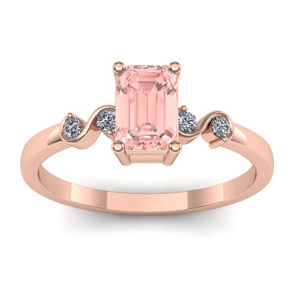 Inel de logodna cu diamant de laborator roz dreptunghiular