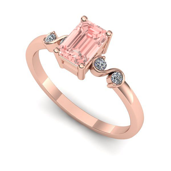 Inel de logodna din aur roz cu diamant de laborator roz