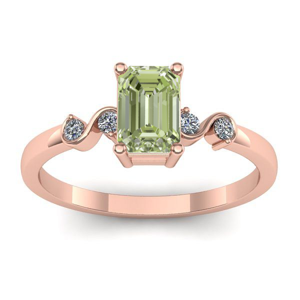 Inel de logodna cu diamant de laborator verde dreptunghiular