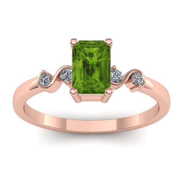 Inel cu peridot dreptunghiular