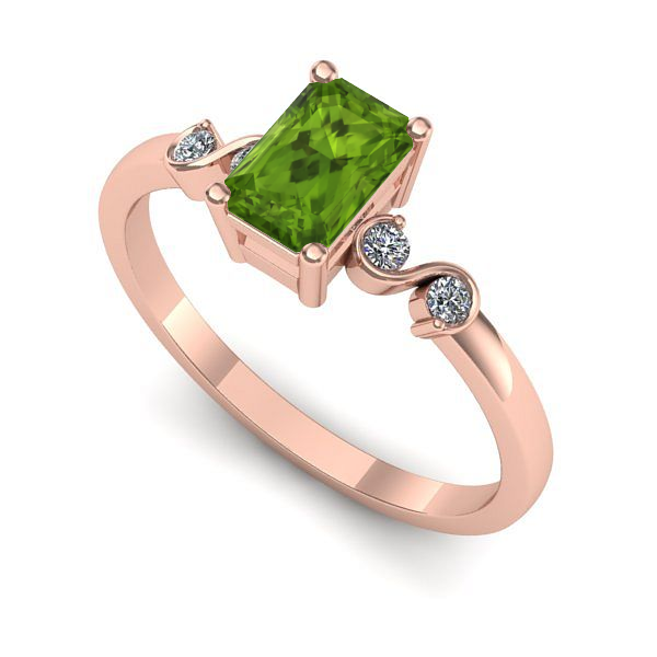 Inel logodna din aur roz cu peridot