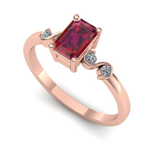 Inel de logodna din aur roz cu rubin